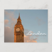 Big Ben in London double text postcard