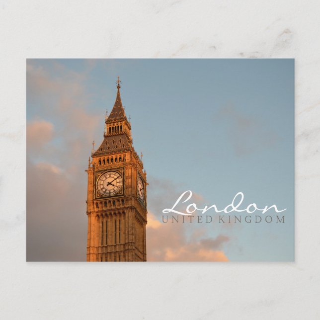 Big Ben in London double text postcard (Front)