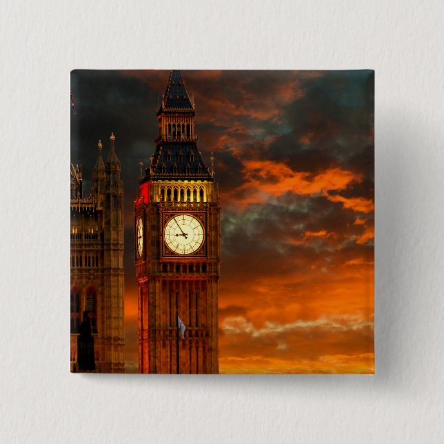 BIG BEN LONDON 2 INCH SQUARE BUTTON (Front)