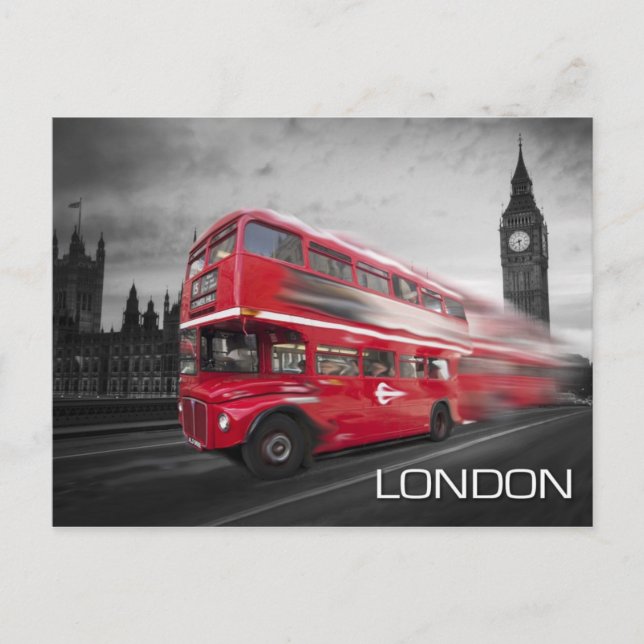 Big Ben London Bus Postcard (Front)
