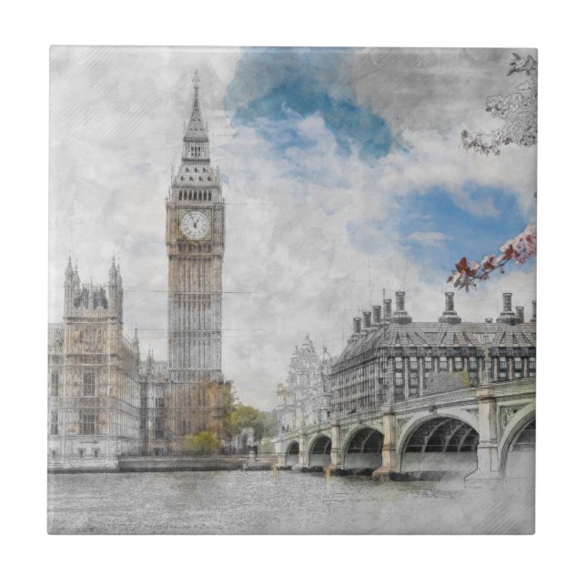 Big Ben London Ceramic Tile | Iconic UK Travel  (Front)