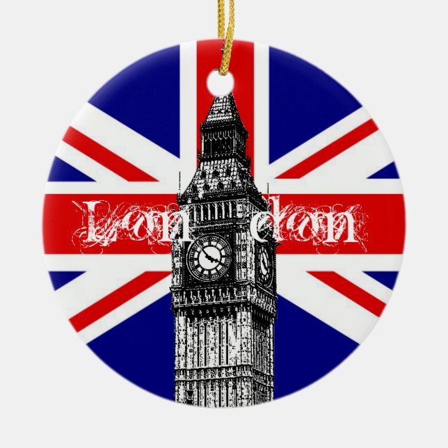 Big Ben London Flag Ornament (Front)