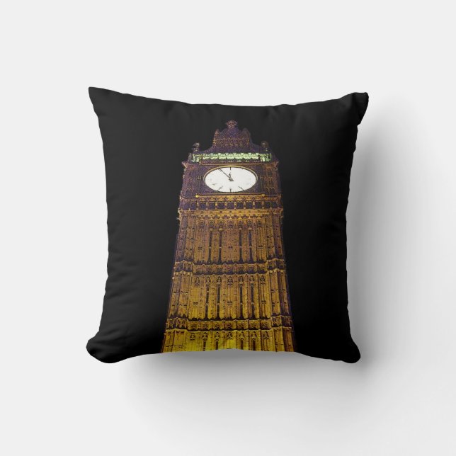 Big Ben, London (poster edge effect) Throw Pillow (Front)