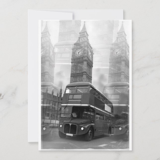 Big Ben & London Red Bus Invitation (Front)