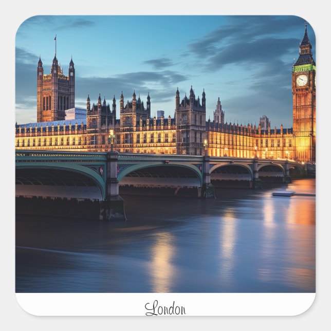 Big Ben, London. Square Sticker (Front)