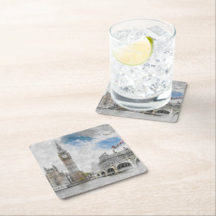 Big Ben, London, United Kingdom Square Paper Coaster