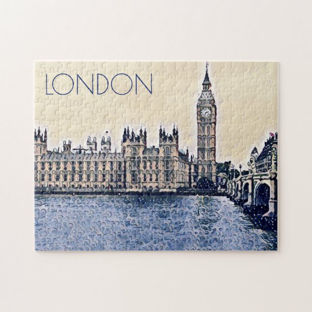 Big Ben London Watercolor art  Jigsaw Puzzle (Horizontal)