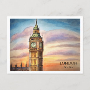 Big Ben London Watercolor Carte postale Royaume-Un