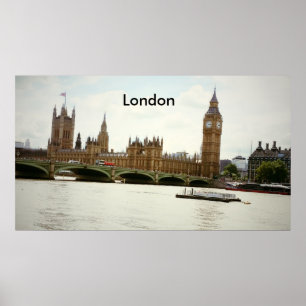 Big Ben Parliament and Thames Poster