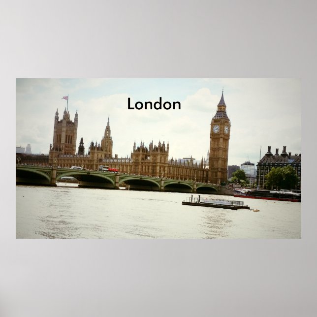 Big Ben Parliament and Thames Poster (Front)