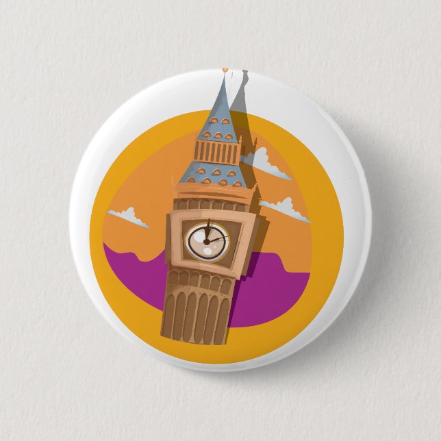 Big Ben Westminster Clock Tower 2 Inch Round Button (Front)
