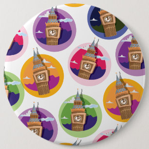 Big Ben Westminster Clock Tower 6 Inch Round Button