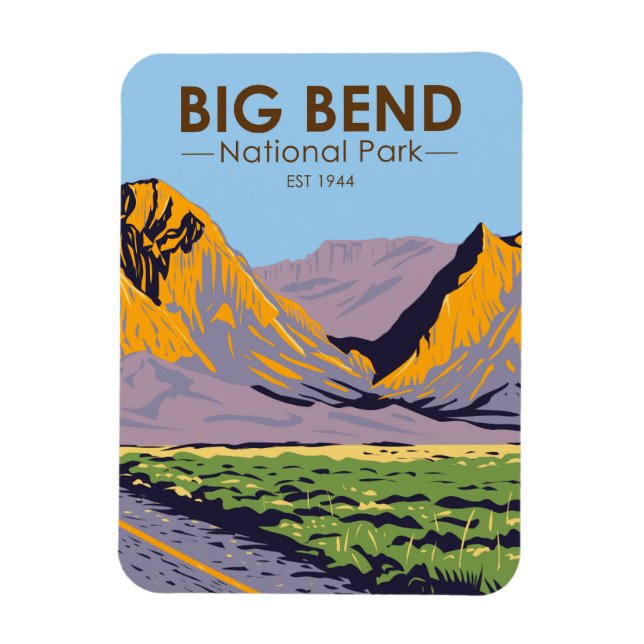 Big Bend National Park Chisos Mountains Vintage Magnet (Vertical)