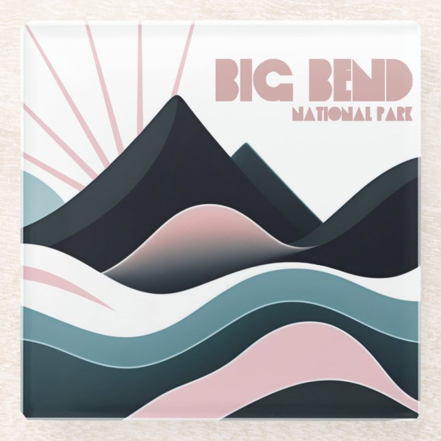 Big Bend National Park Coloured Hills Glass Coaster (Front)