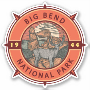 Big Bend National Park Elk Retro Compass Emblem