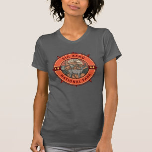 Big Bend National Park Elk Retro Compass Emblem T-Shirt