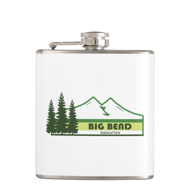 Big Bend National Park Green Stripes Hip Flask (Front)