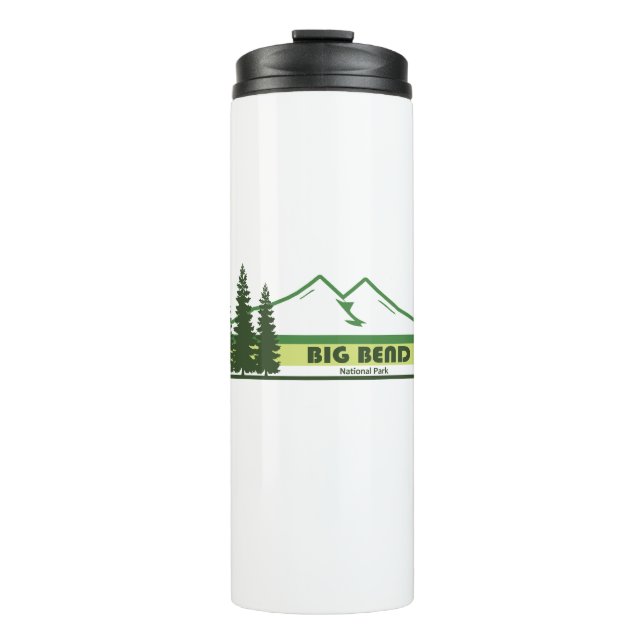 Big Bend National Park Green Stripes Thermal Tumbler (Front)
