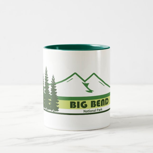 Big Bend National Park Green Stripes Two-Tone Coffee Mug (Center)