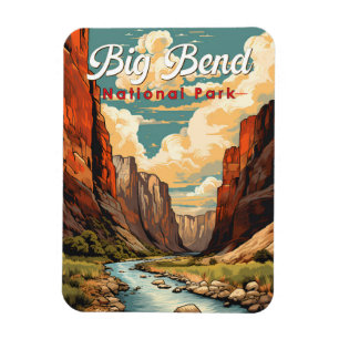 Big Bend National Park Illustration Retro Magnet