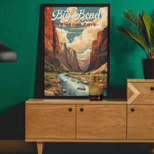 Big Bend National Park Illustration Retro Poster