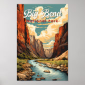 Big Bend National Park Illustration Retro Poster (Front)