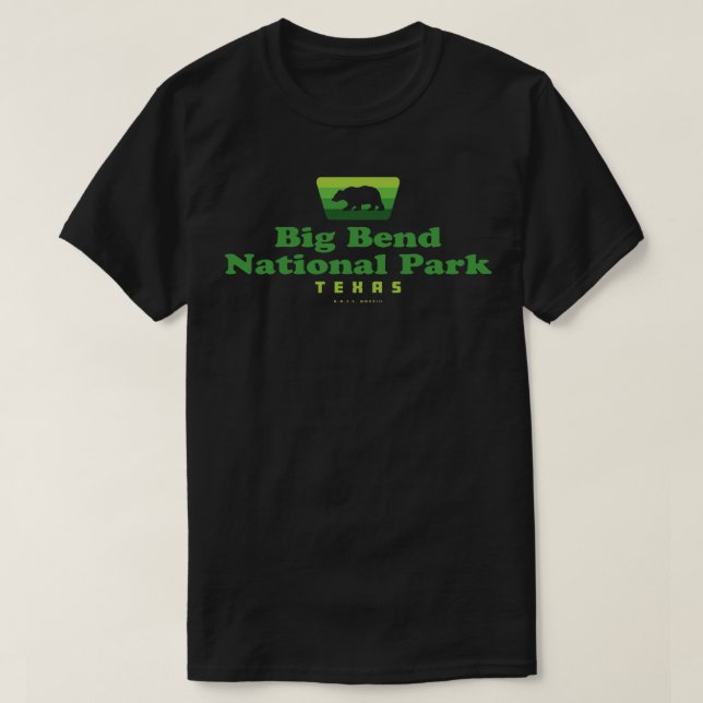 Big Bend National Park Retro Badge Bear Green T-Shirt (Design Front)