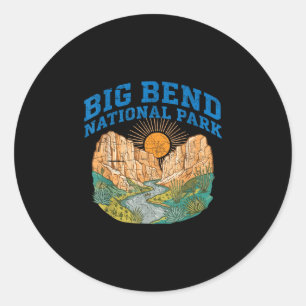Big bend national park retro canyon sun river classic round sticker