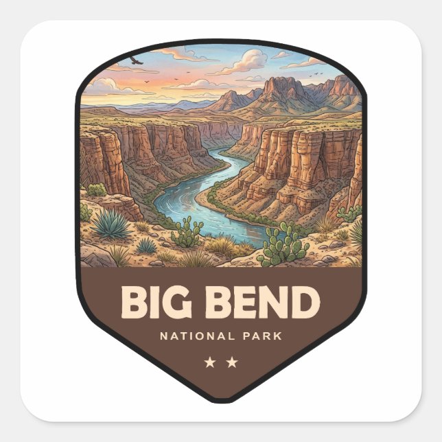 Big Bend National Park Shield Square Sticker (Front)