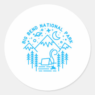 Big Bend National Park Shirt Camping Line Art Hiki Classic Round Sticker