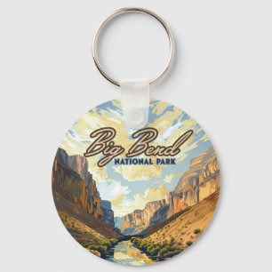 Big Bend National Park Texas Desert Retro Keychain