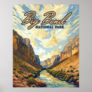 Big Bend National Park Texas Desert Retro Poster