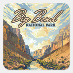 Big Bend National Park Texas Desert Retro Square Sticker