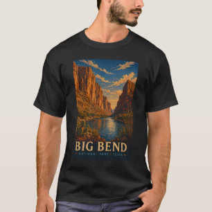 Big Bend National Park Texas Modern Woodblock T-Shirt