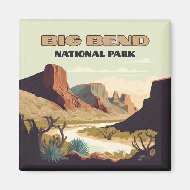 Big Bend National Park Texas Retro Travel Magnet (Front)