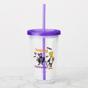 Big Bird and Count   Happy Halloween Acrylic Tumbler