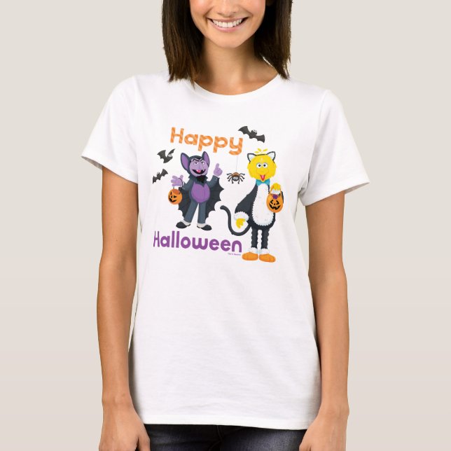 Big Bird and Count | Happy Halloween T-Shirt (Front)