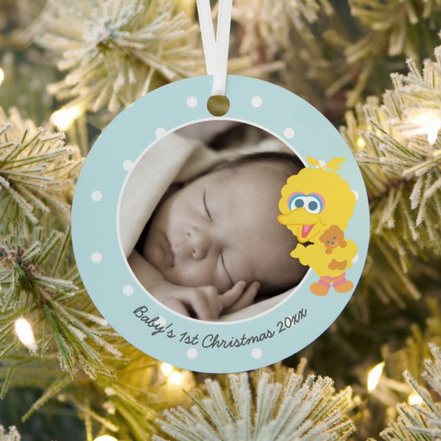 Big Bird | Baby's First Christmas - Add Your Name Metal Ornament (Insitu)