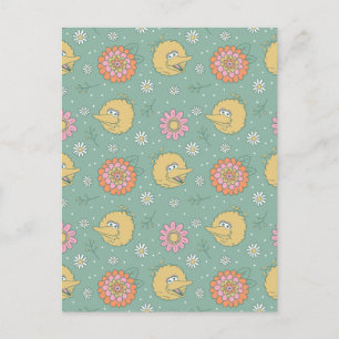 Big Bird Good Vibes Floral Pattern Postcard