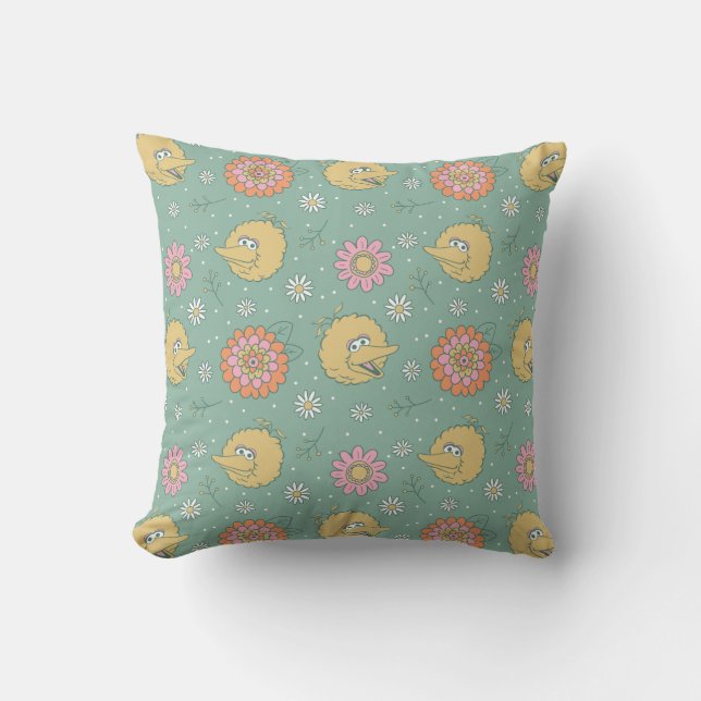 Big Bird | Good Vibes Floral Pattern Throw Pillow (Front)