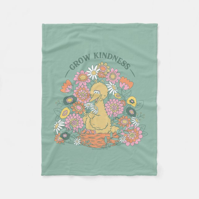 Big Bird | Grow Kindness Floral Graphic Fleece Blanket (Front)
