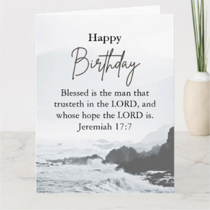Big Birthday Dad Serene Ocean Scriptural Text  Card