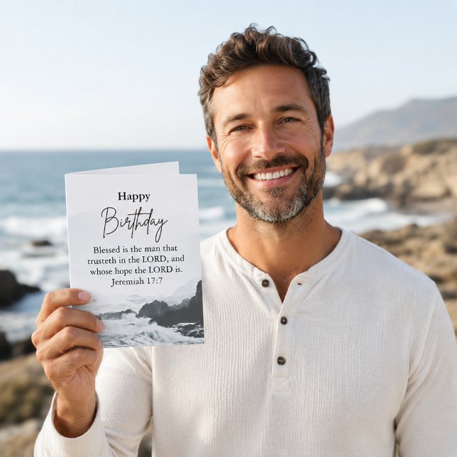 Big Birthday Dad Serene Ocean Scriptural Text  Card (Creator Uploaded)