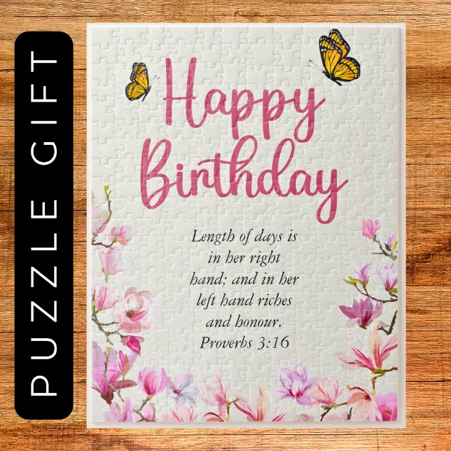 Big Birthday Mom Pink Floral Scriptural Text  Jigsaw Puzzle (Big Birthday Mom Pink Floral Scriptural Text Jigsaw Puzzle
gift)