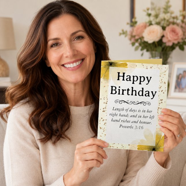 Big Birthday Mom Yellow Flowers Scriptural Text  Card (Creator Uploaded)