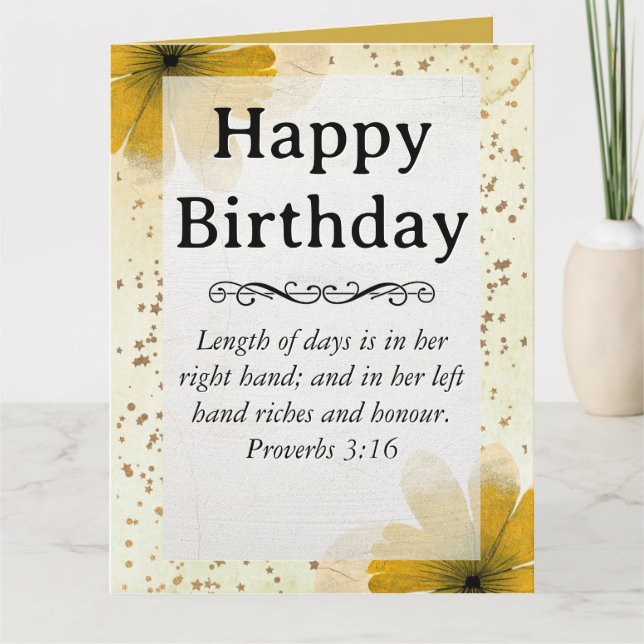Big Birthday Mom Yellow Flowers Scriptural Text  Card (Front)