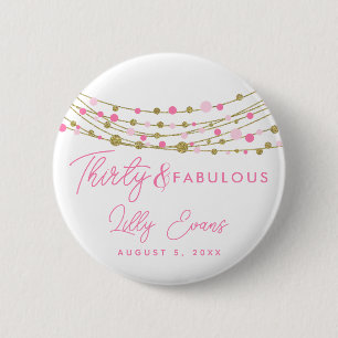 Big Birthday party badge pink 2 Inch Round Button
