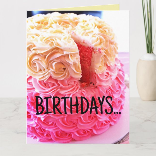 BIG BIRTHDAY PEICE OF CAKE FUNNY CUTE CARDS (Front)