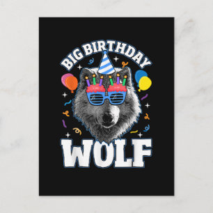 Big Birthday Wolf for Wolves Invitation Postcard
