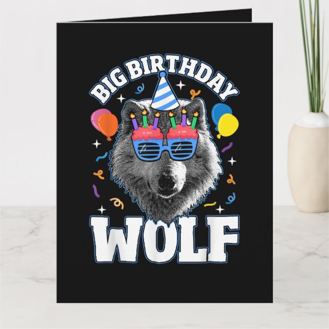 Big Birthday Wolf for Wolves Thank You Card (Front)